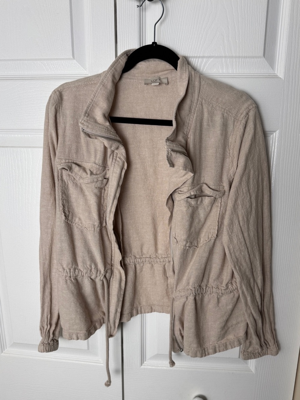 LOFT Beige Drawstring Utility Jacket